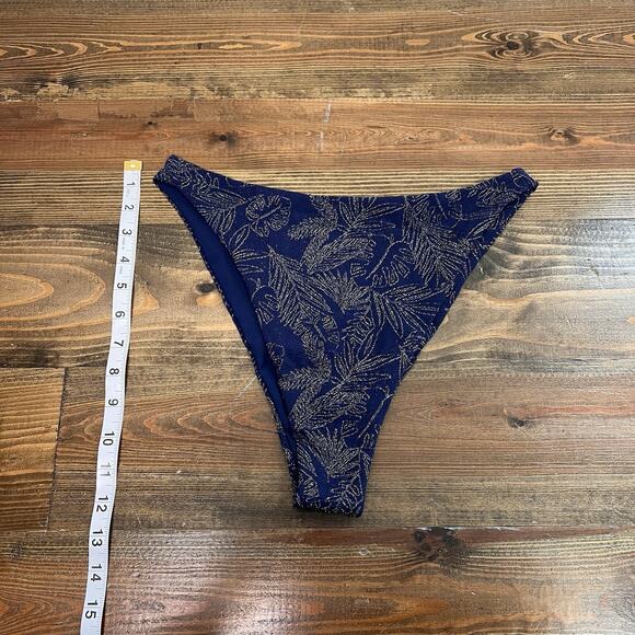 Skatie Rachel Swim Bottom Size Large Navy And Gold Swimsuit High Cut Cheeky - Picture 6 of 6